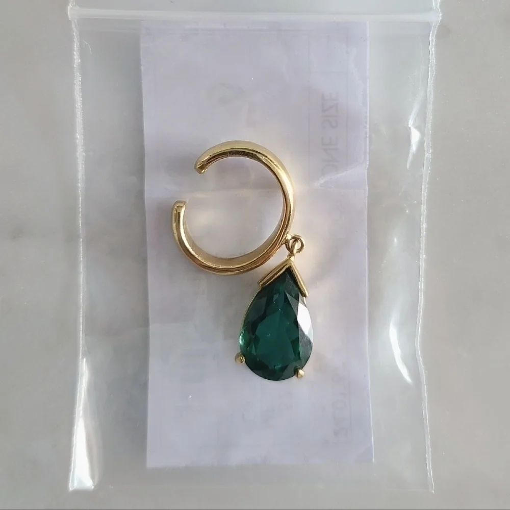 Cornelia Webb 24K Goldplated Quartz Ear Cuff, Emerald, NWT